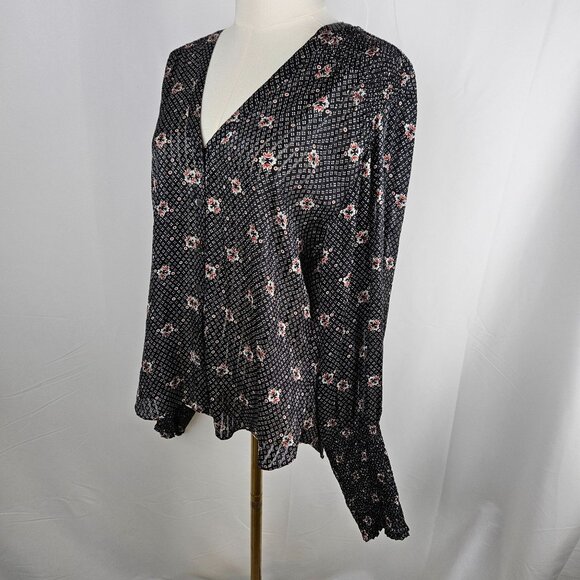 Veronica Beard Maree Smock Cuff Silk Blouse Black Silk Size 6 MSRP $450 - Picture 6 of 14